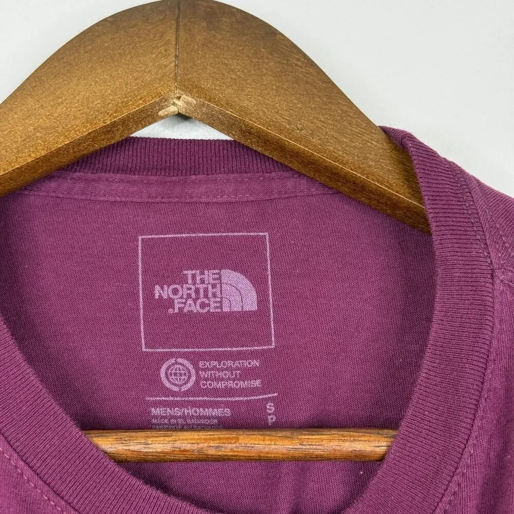 North Face Shirt Mens Small Purple Long Sleeve Logo Graphic Outdoor Tee